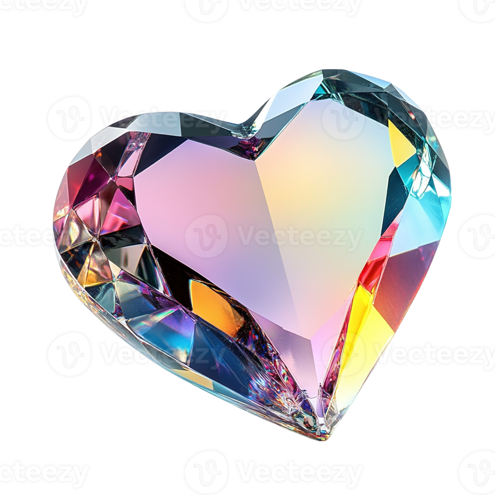 A beautifully crafted heart shape made of iridescent crystalline material png