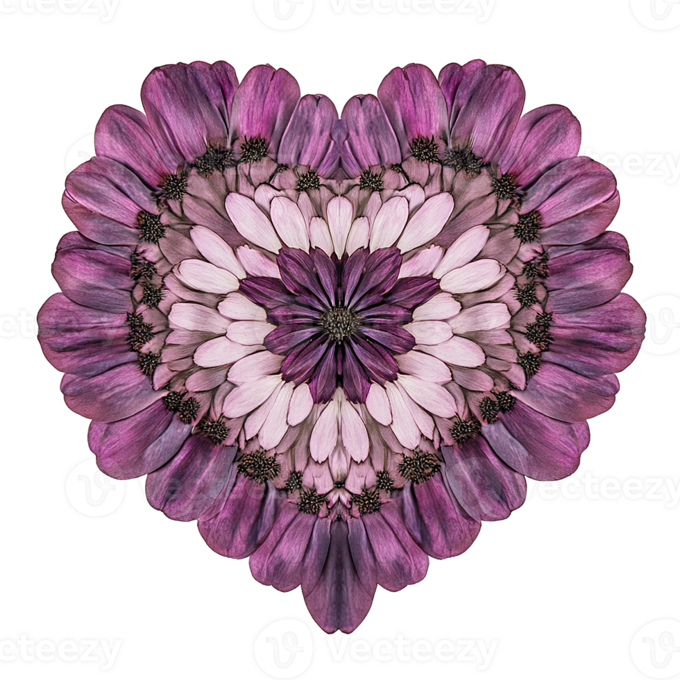 A symmetrical purple floral mandala design on black background png