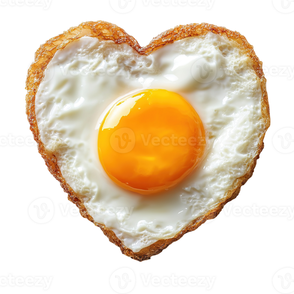A delicious fried egg cooked in the shape of a heart png