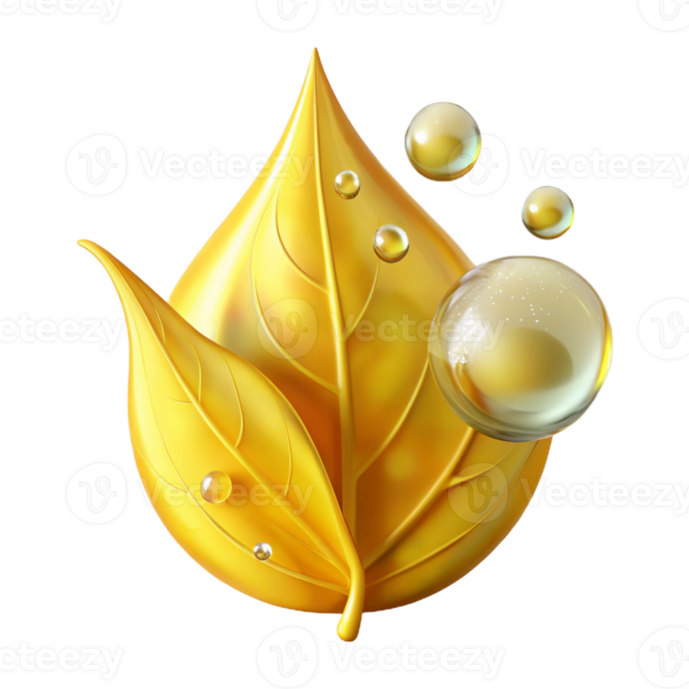 wonderful vintage Yellow Leaf with Dewdrop Reflection Transparent Background authentic png