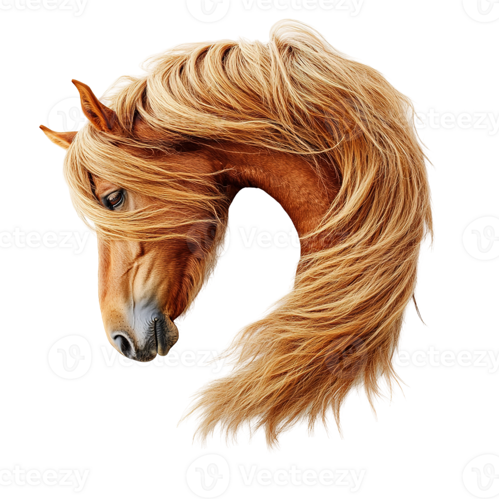 A Beautiful Horse Head Depicted With Flowing Blonde Mane png
