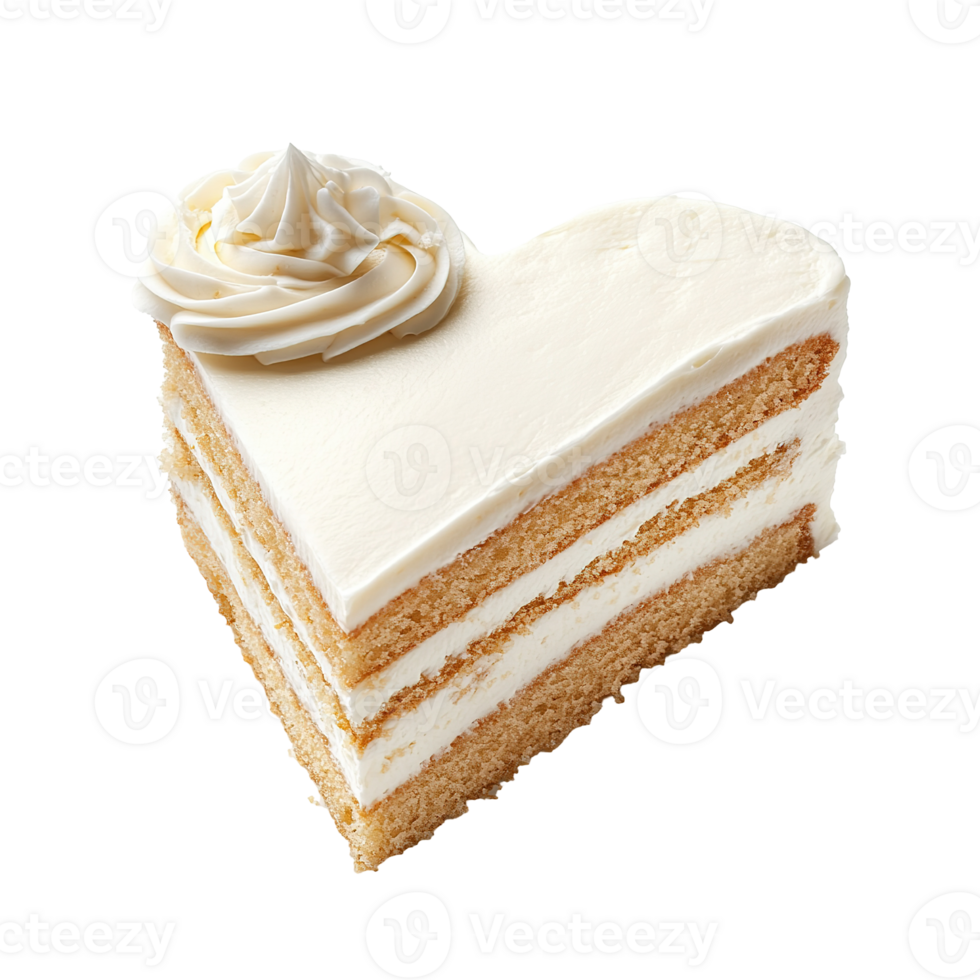 A delicious heart shaped cake with creamy white frosting on top png