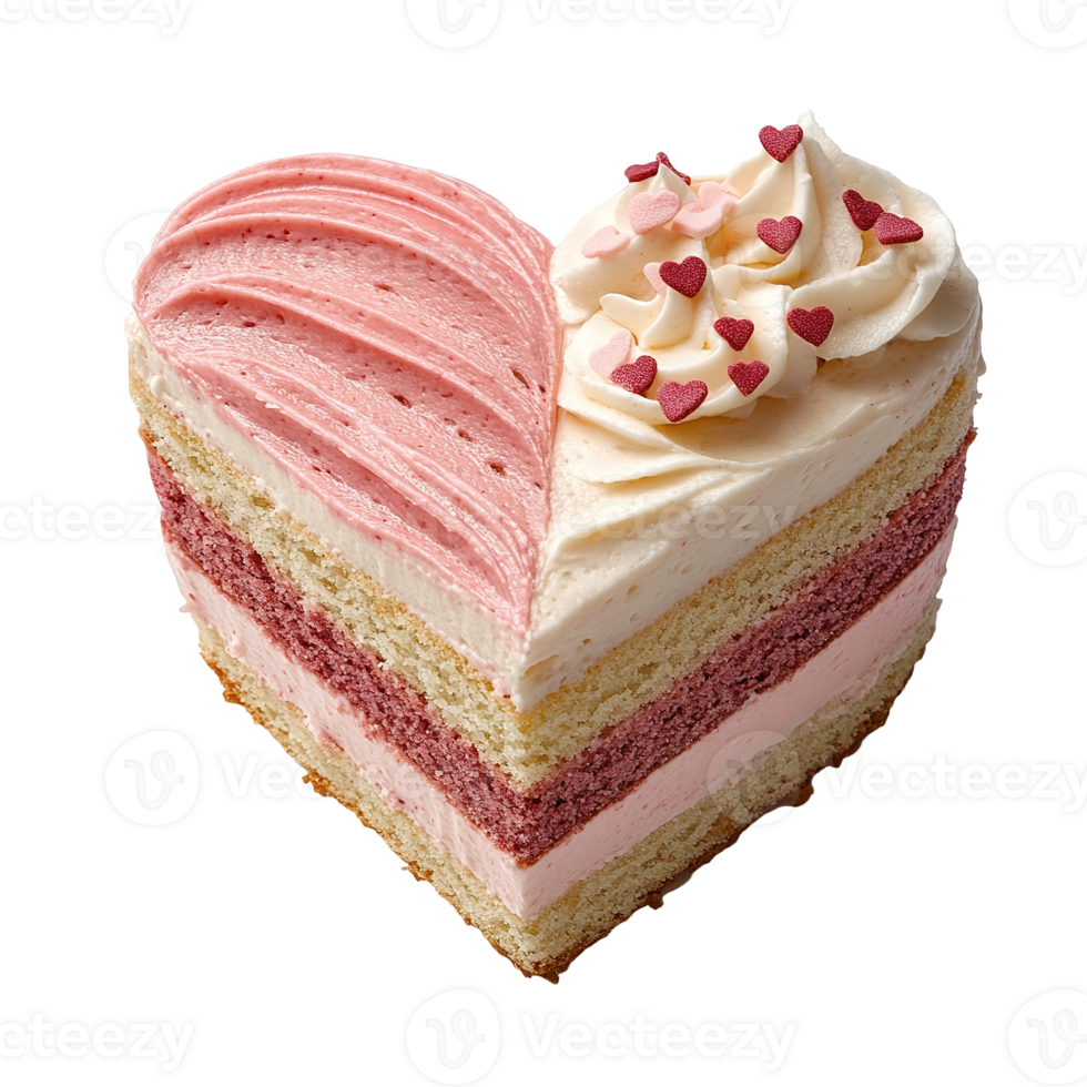 A heart shaped cake featuring different layers of flavor png