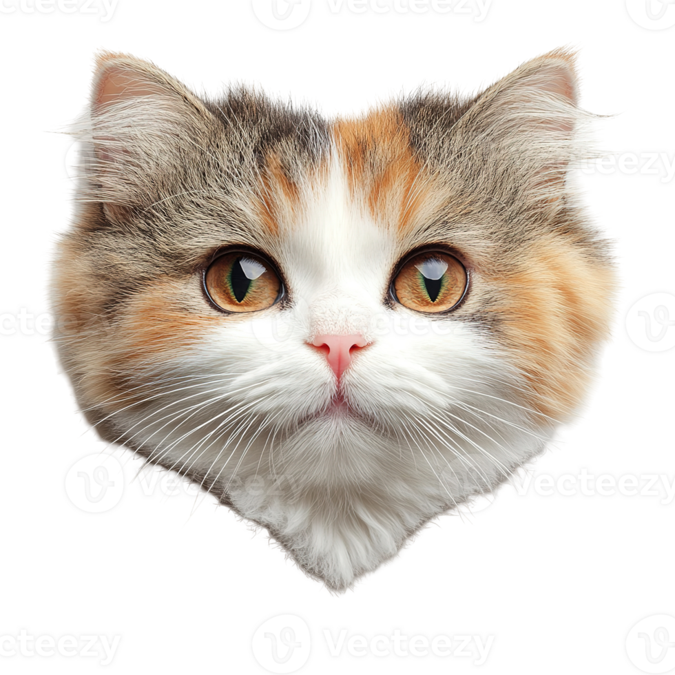 A beautiful calico cat with expressive eyes looking directly ahead png