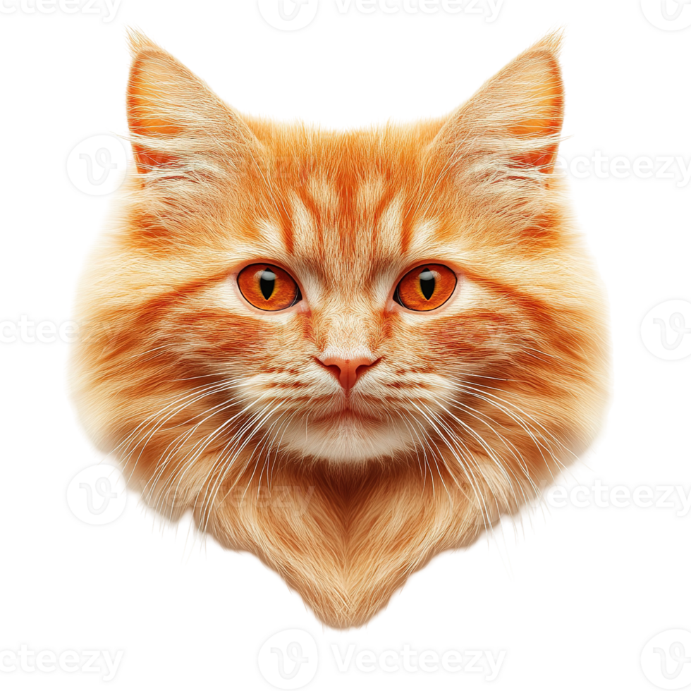 A beautiful close up portrait of an orange cat face png