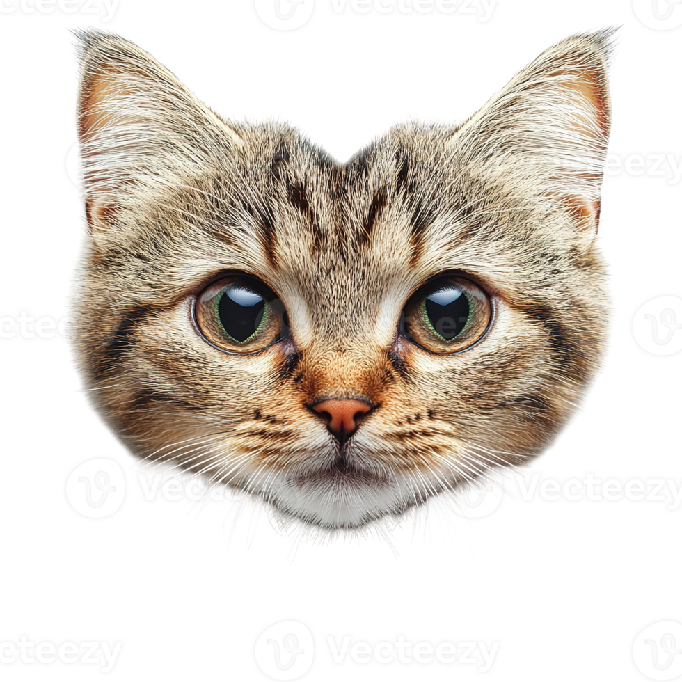 A close up image showing a cats face directly facing the viewer png