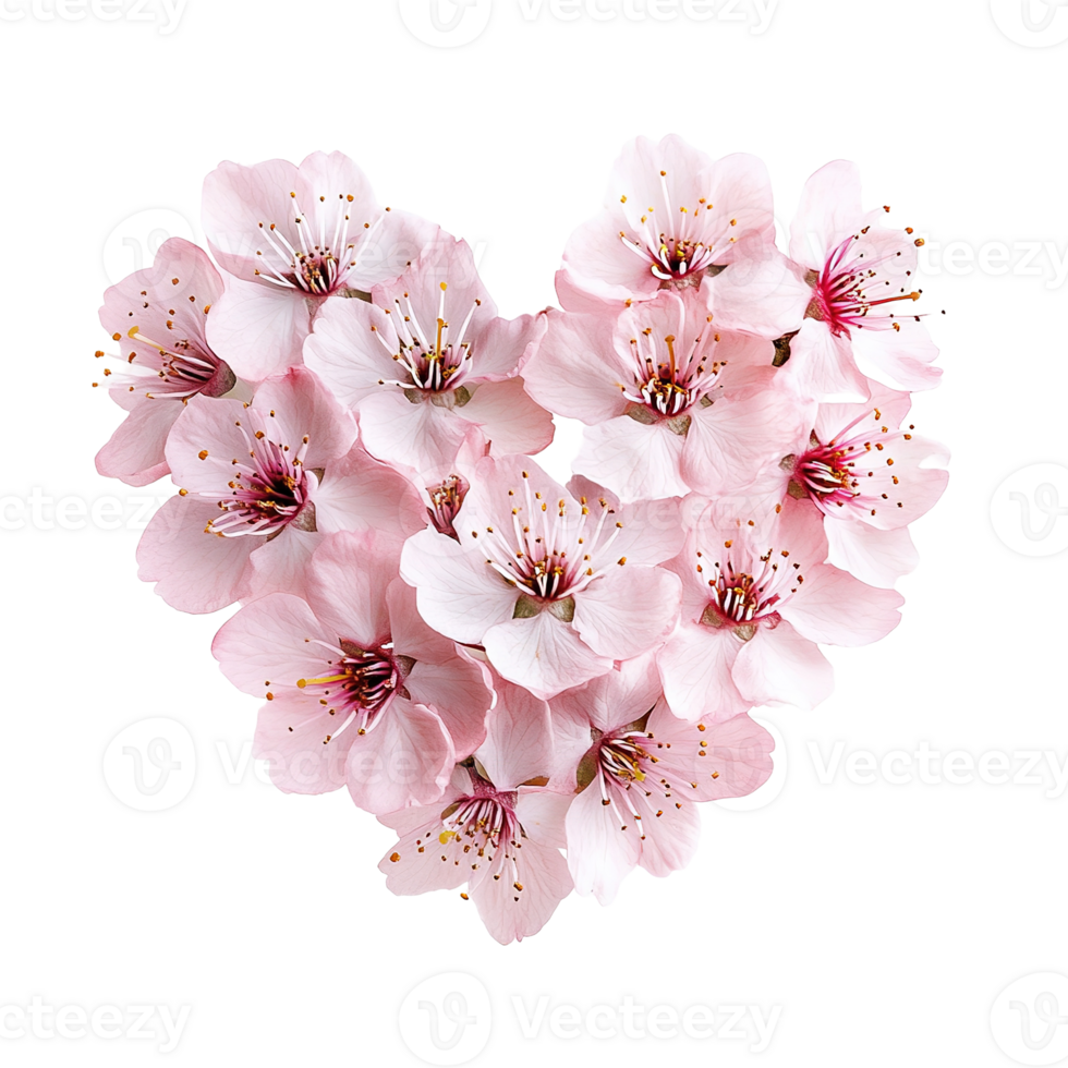 Pink flowers arranged to form the shape of a heart png