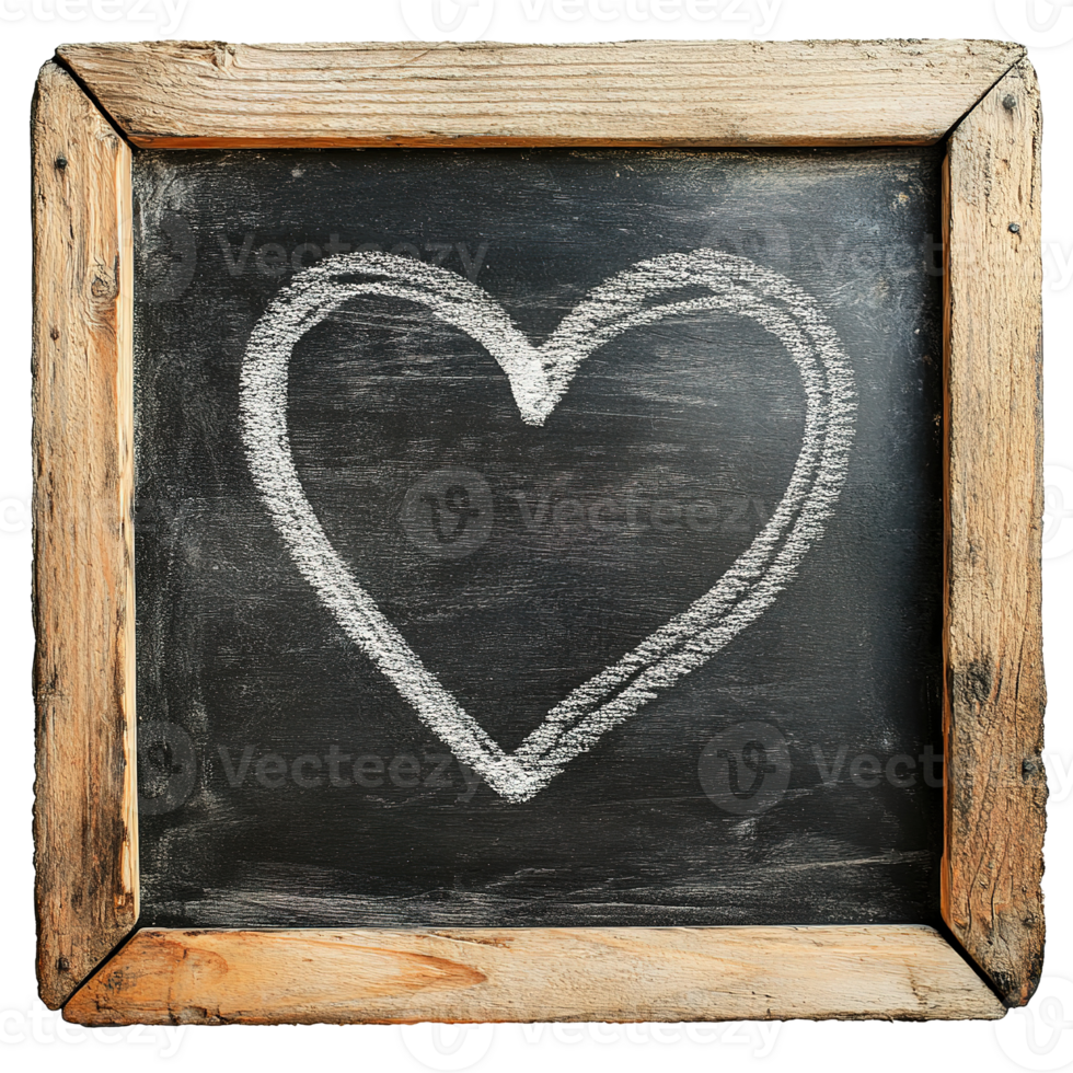 A hand drawn white heart symbol on a chalkboard png