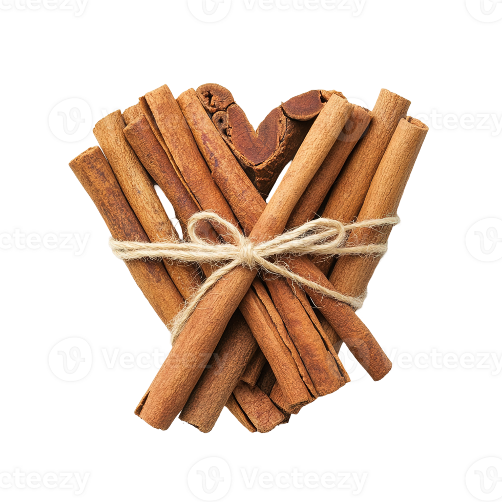 A bundle of cinnamon sticks tied up with twine string png
