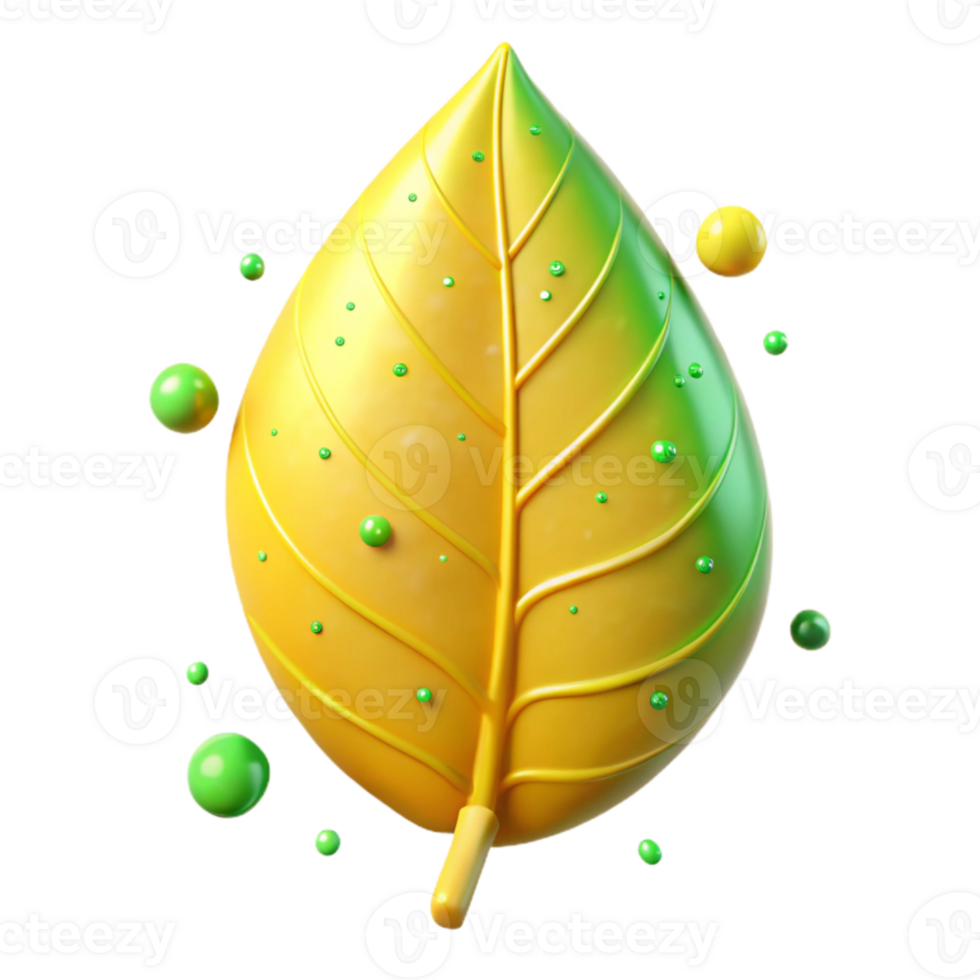 stunning artistic Yellow Leaf with Green Veins Cutout exclusive png
