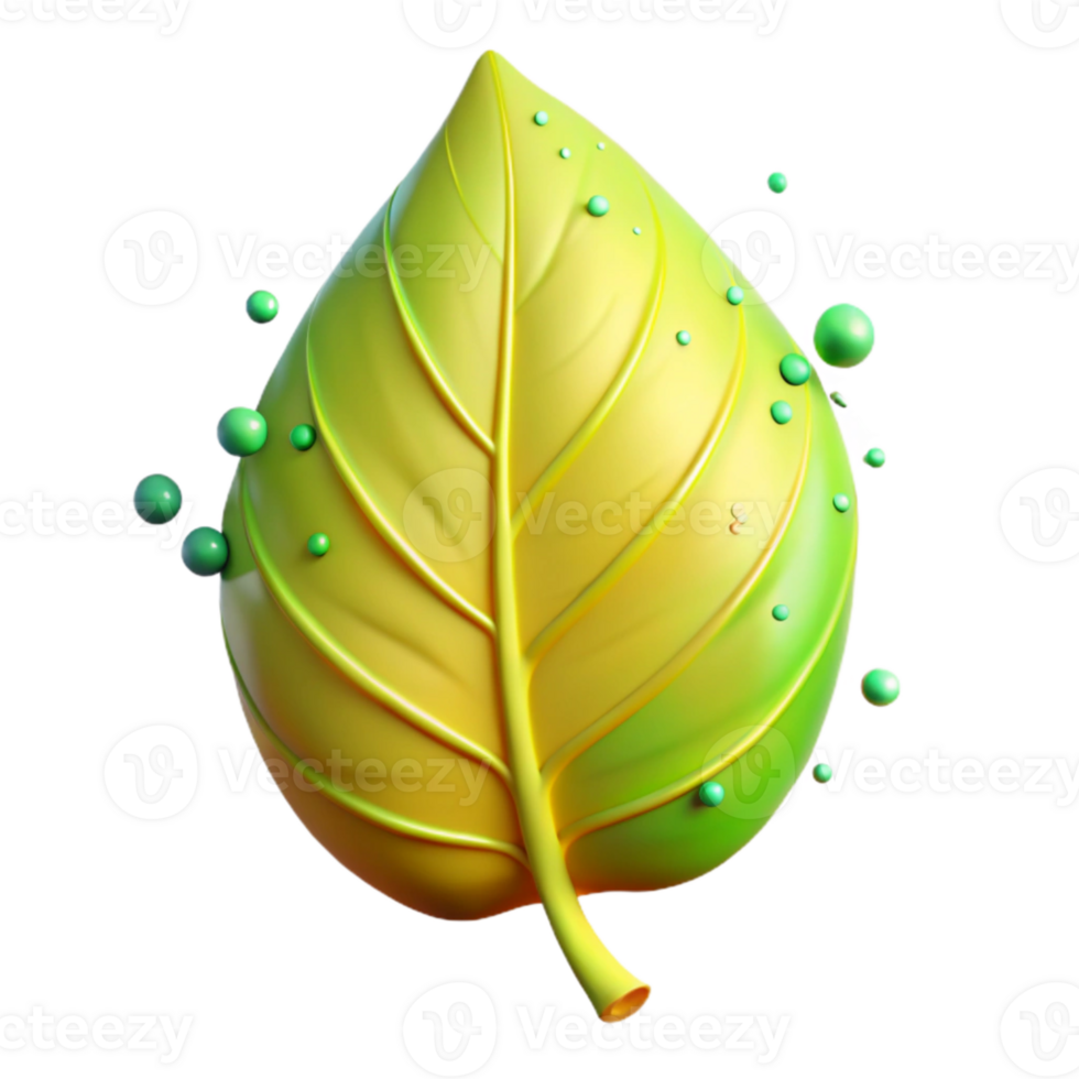 serene abstract Yellow Leaf with Green Veins Cutout high resolution png