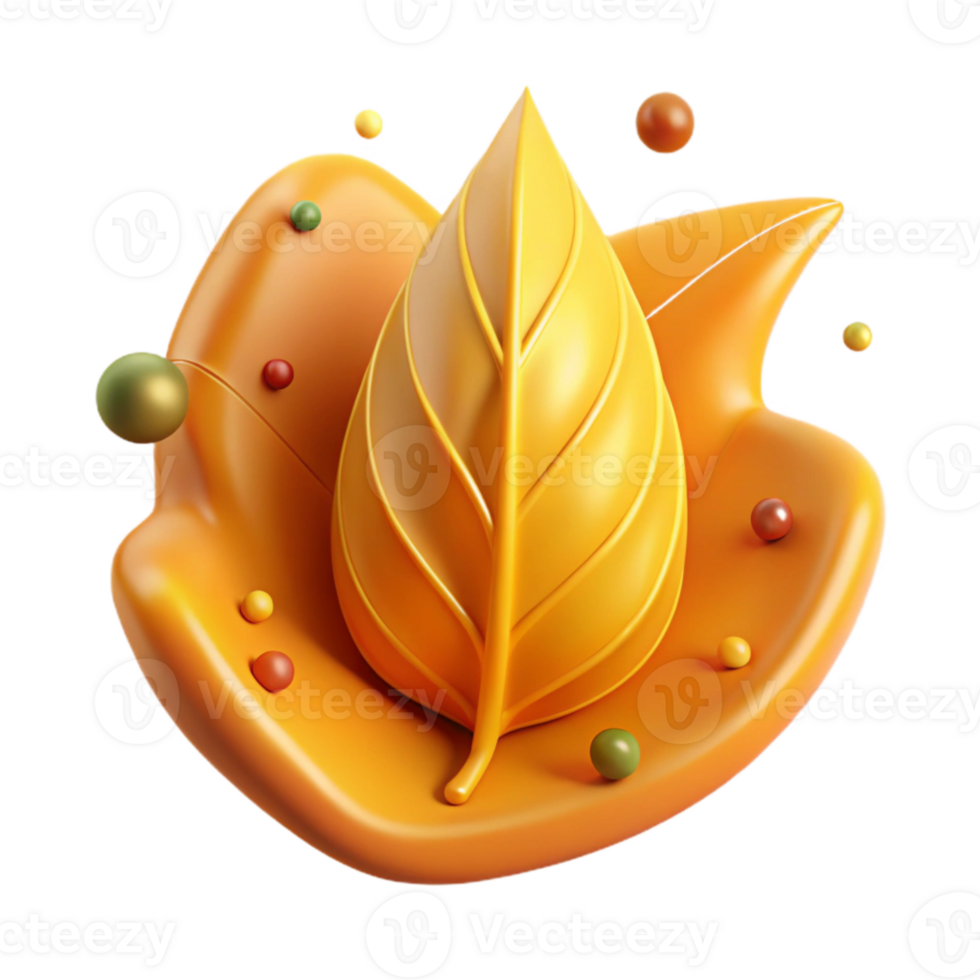 serene artistic Yellow Leaf with Orange Spots Transparent Background high quality png