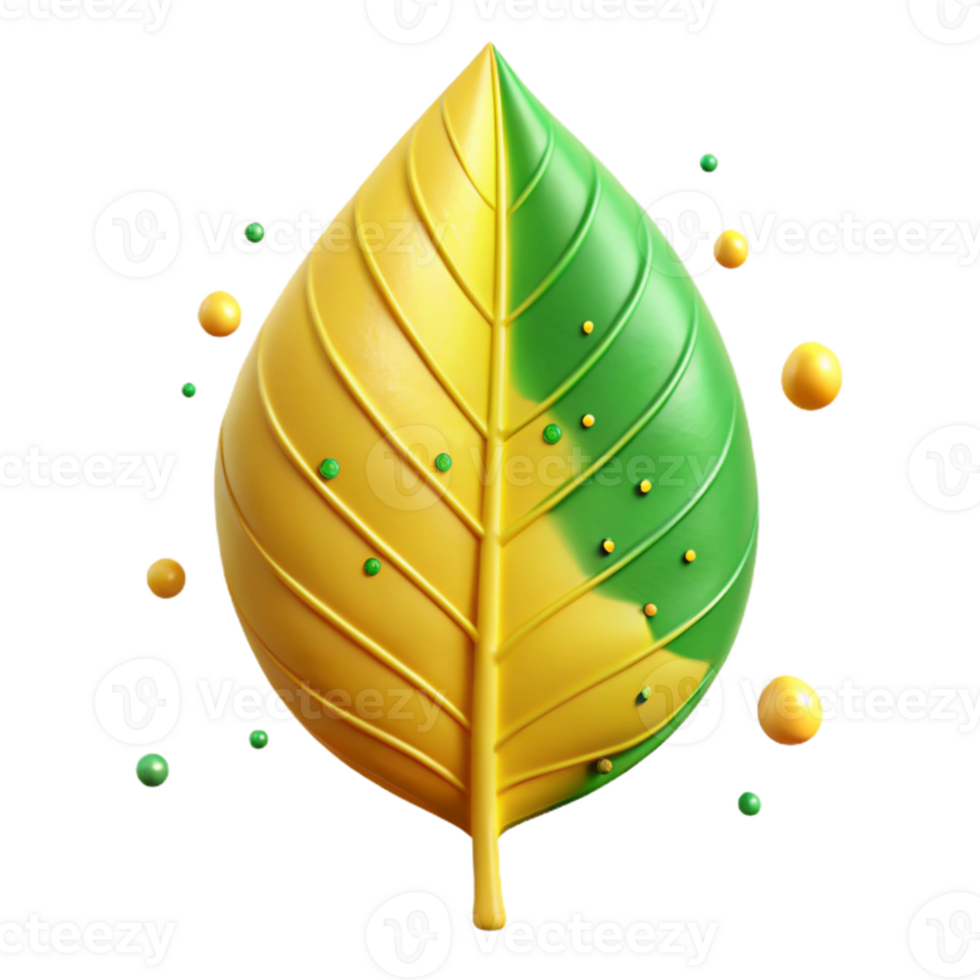dramatic creative Yellow Leaf with Orange Spots Transparent Background png