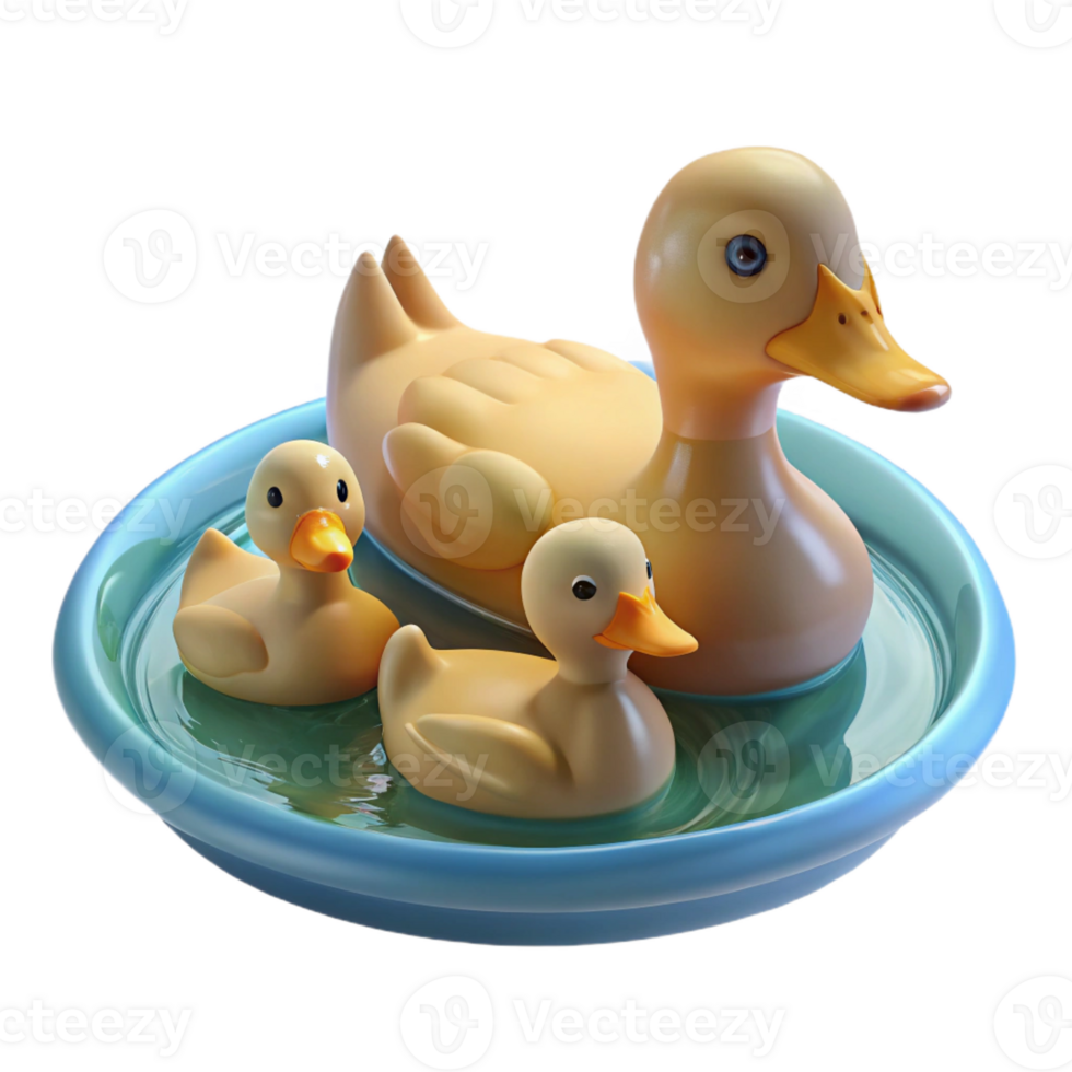 stunning creative A family of ducks swimming in a pond, soft lighting, impressionistic style exclusive png