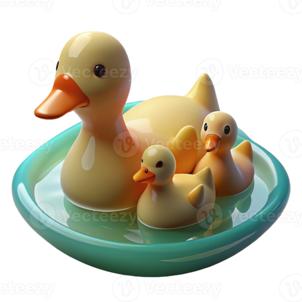 impressive classic A family of ducks swimming in a pond, soft lighting, impressionistic style high quality png