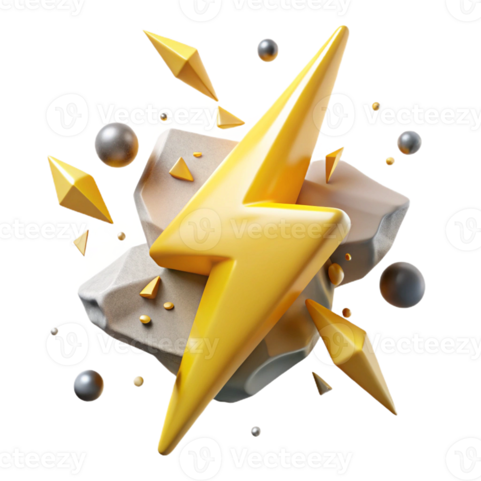 beautiful artistic Yellow Lightning Bolt Isolated with Jagged Edges original png