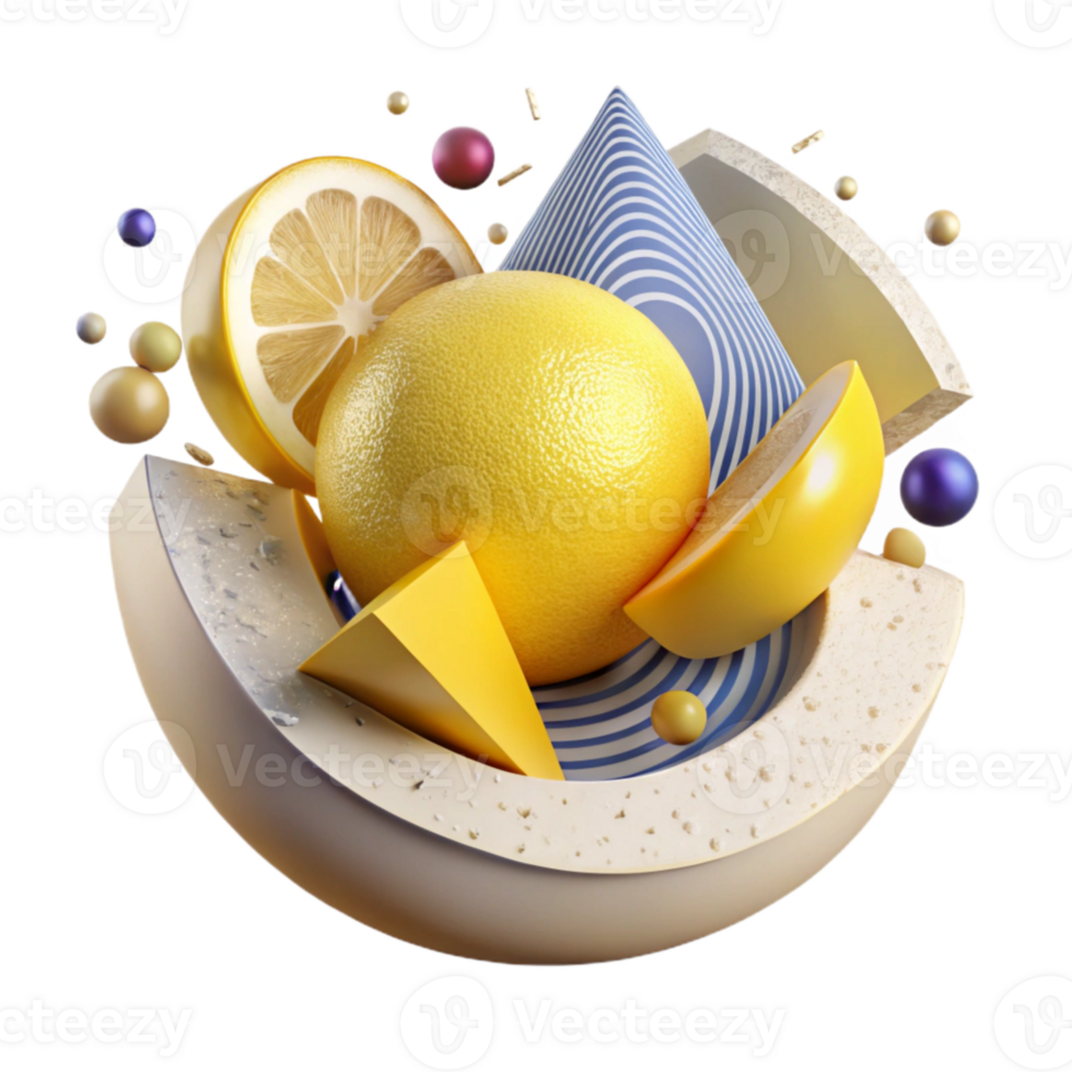 extraordinary modern Yellow Lemon Wedge with Rind Isolated original png