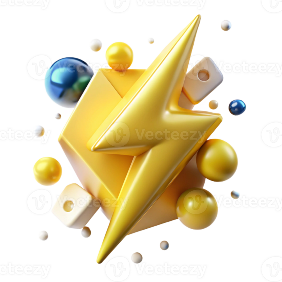 dramatic minimalist Yellow Lightning Bolt Cutout Isolated detailed png