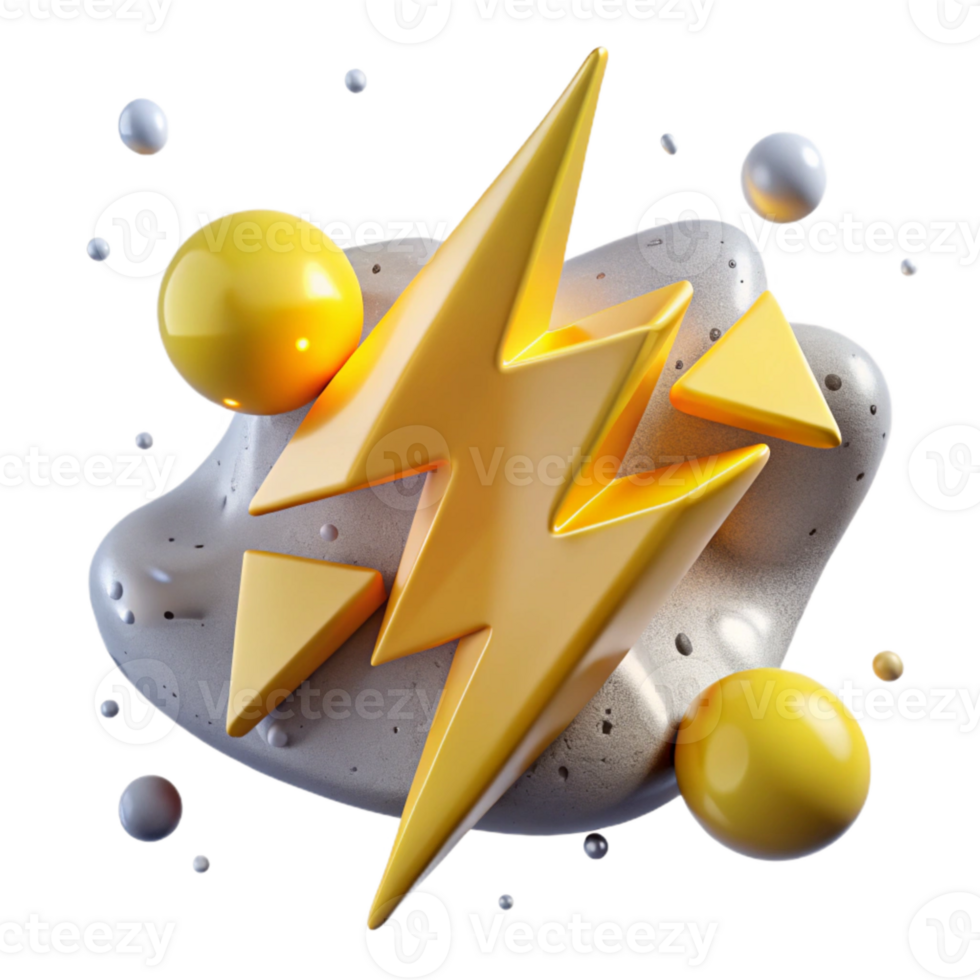vibrant classic Yellow Lightning Bolt Isolated with Jagged Edges professional png