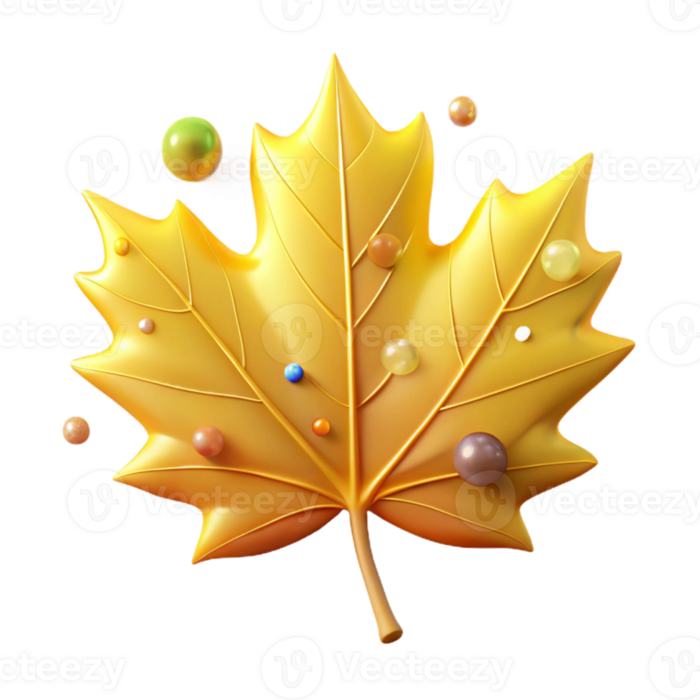 dramatic classic Yellow Maple Leaf with Texture Cutout Isolated png