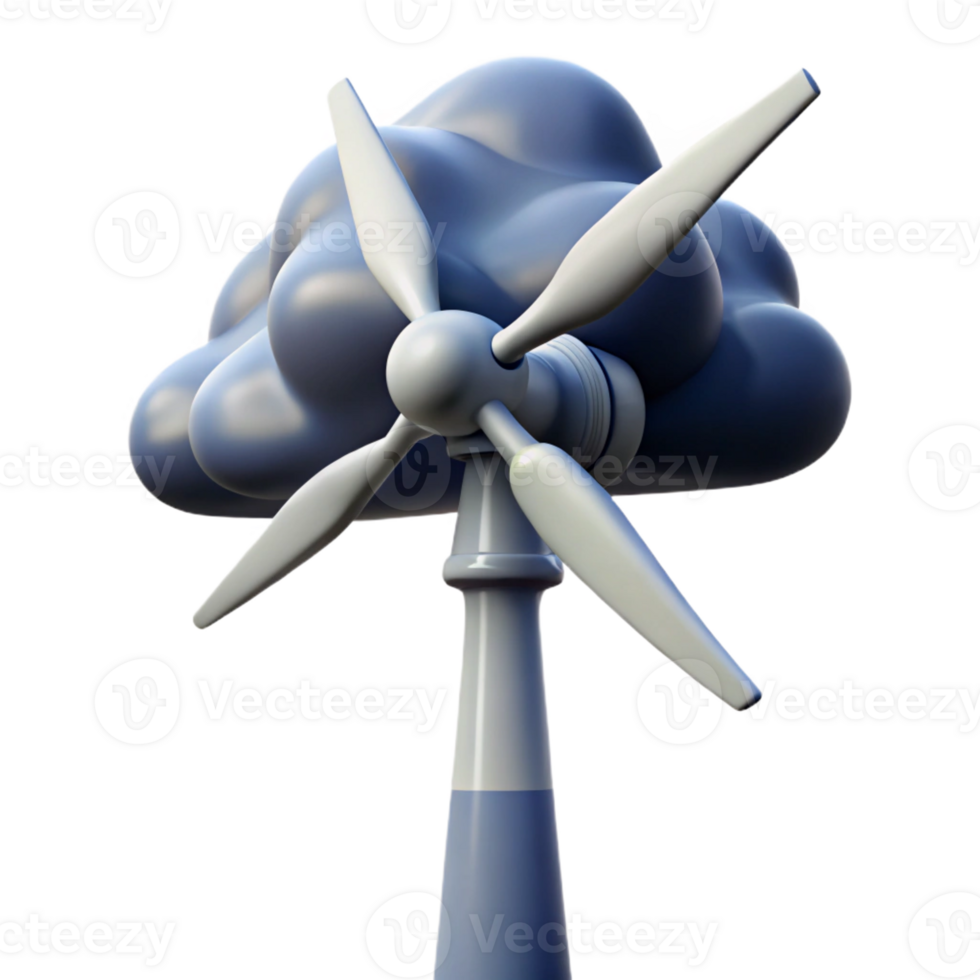 dramatic contemporary A wind turbine generating energy against a stormy sky, in a dramatic, painterly style professional png