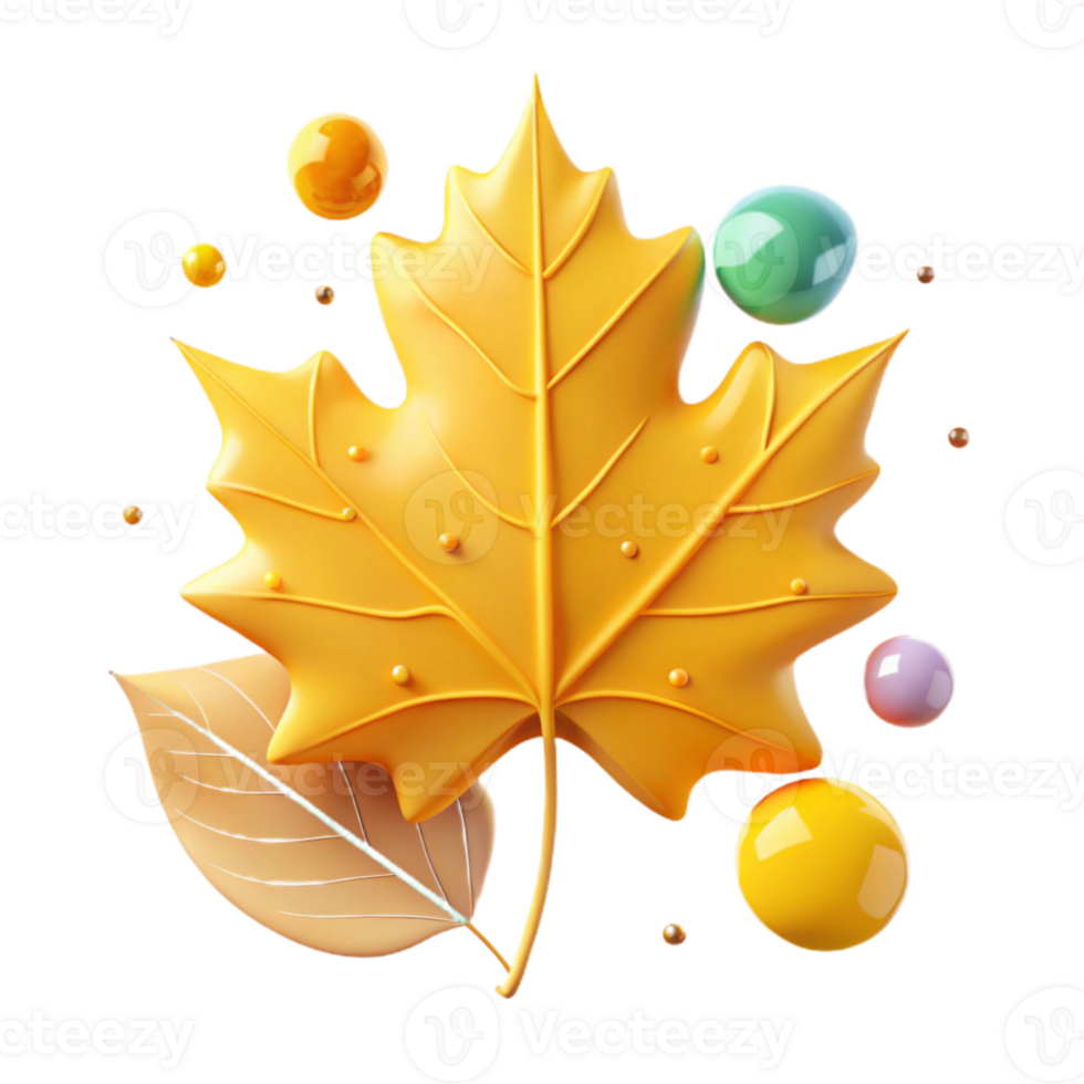 dramatic modern Yellow Maple Leaf with Texture Cutout Isolated png