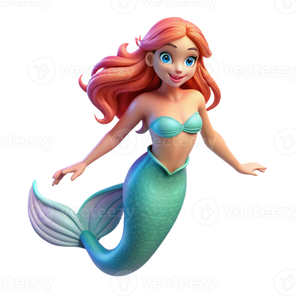 magnificent minimalist A beautiful mermaid with flowing hair and a shimmering tail, swimming in a coral reef, illuminated by underwater sunlight. Realistic style professional png