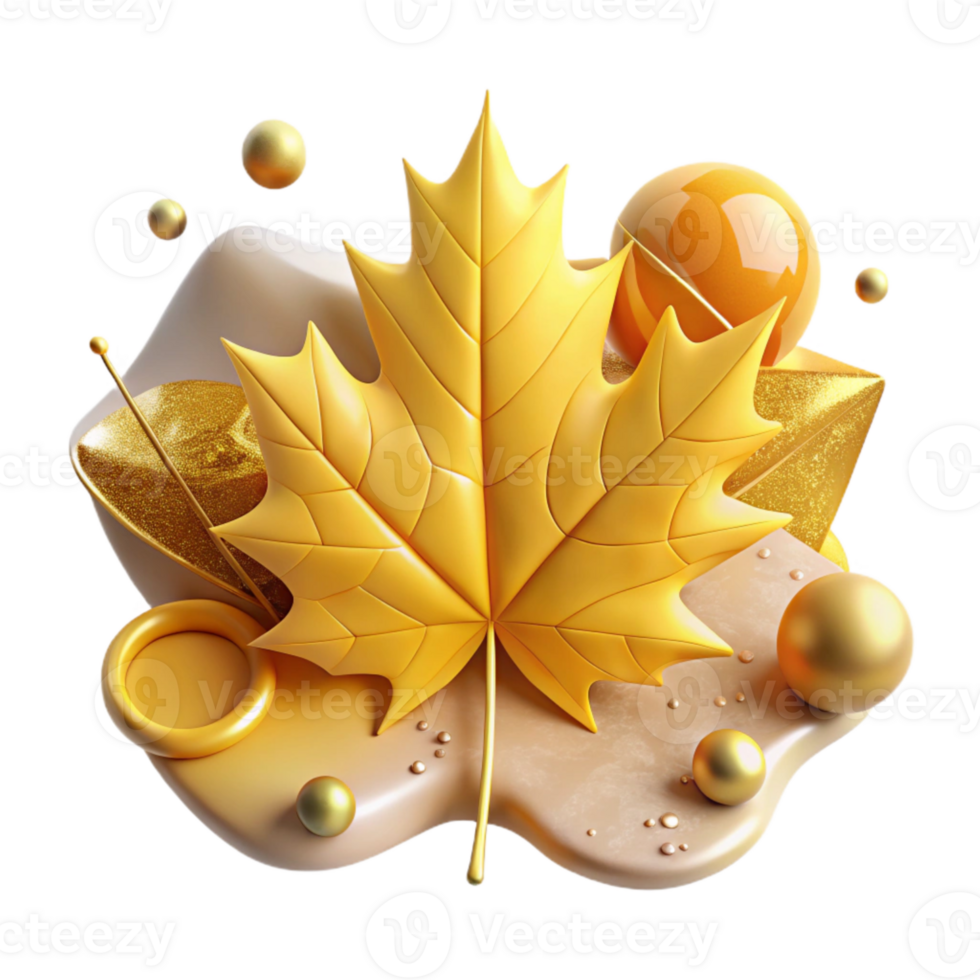 impressive traditional Yellow Maple Leaf with Texture Cutout Isolated high quality png