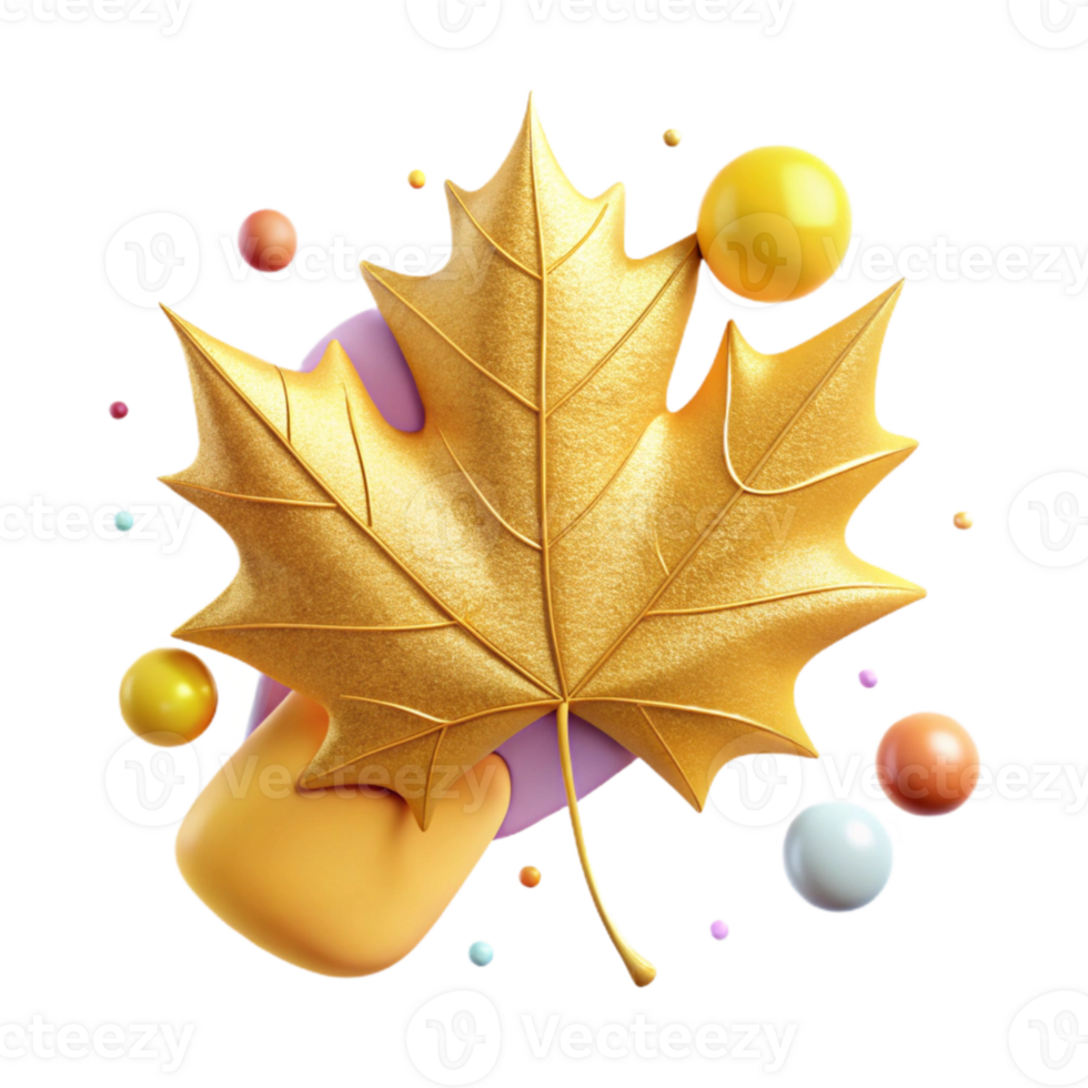wonderful creative Yellow Maple Leaf with Texture Cutout Isolated professional png