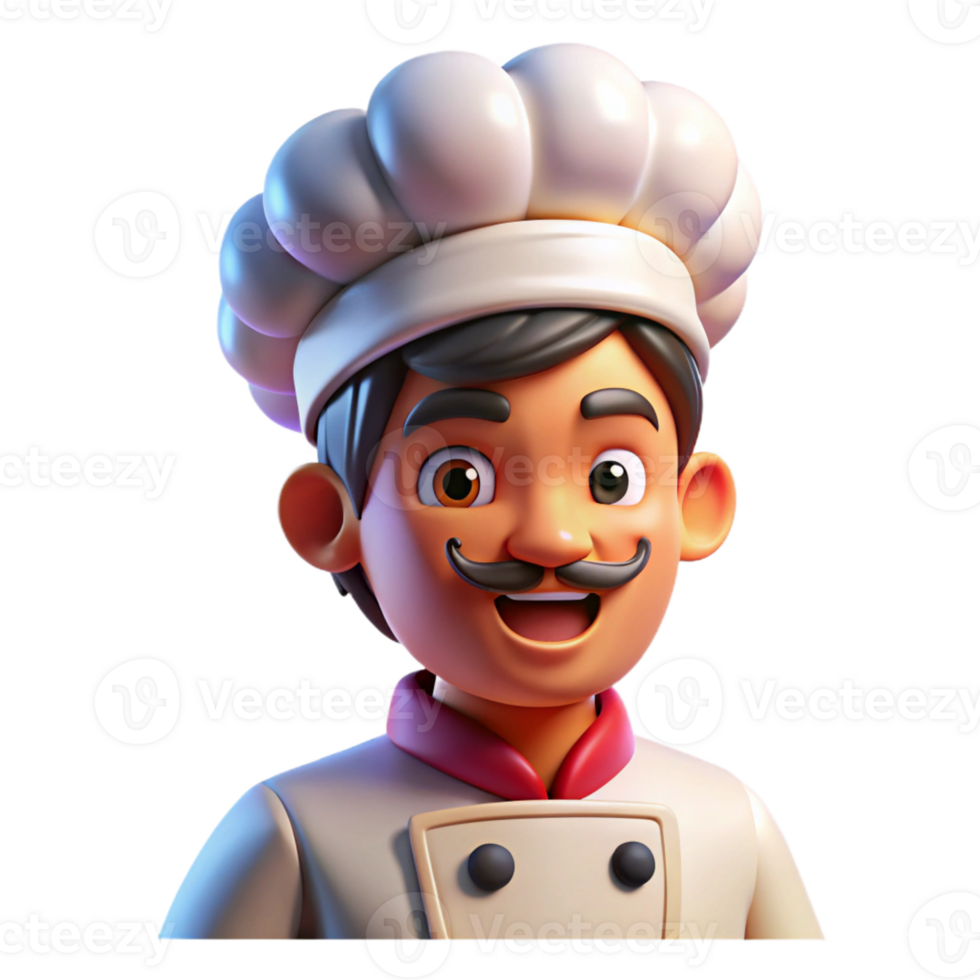 vibrant contemporary Portrait of a passionate chef with a focused expression and a chef's hat, illuminated by the bright lights of a kitchen, in a vibrant, dynamic style premium png
