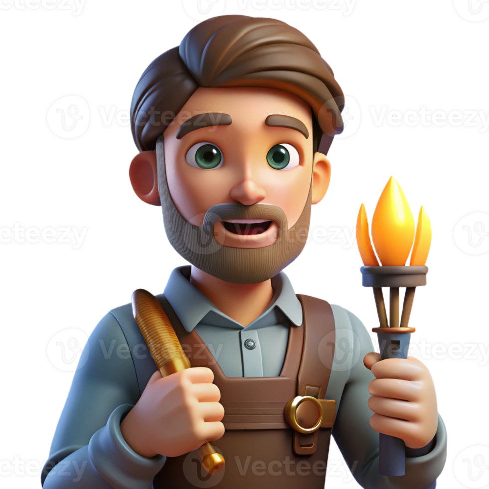 serene contemporary Portrait of a skilled craftsperson with intricate tools in their hands, lit by the warm glow of a workshop lamp, in a detailed, realistic style detailed png