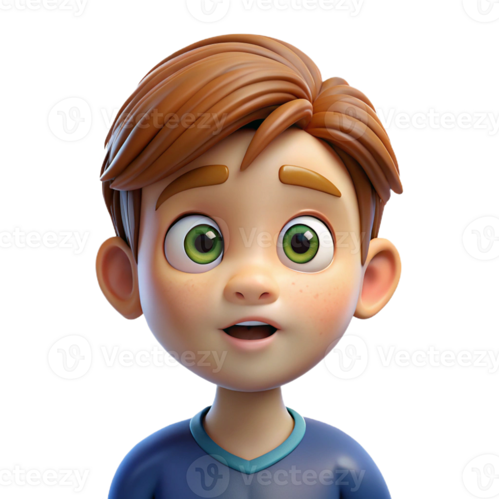 impressive traditional Portrait of a curious child with wide eyes and a questioning expression, lit by a bright, inquisitive light, in a whimsical, illustrative style original png