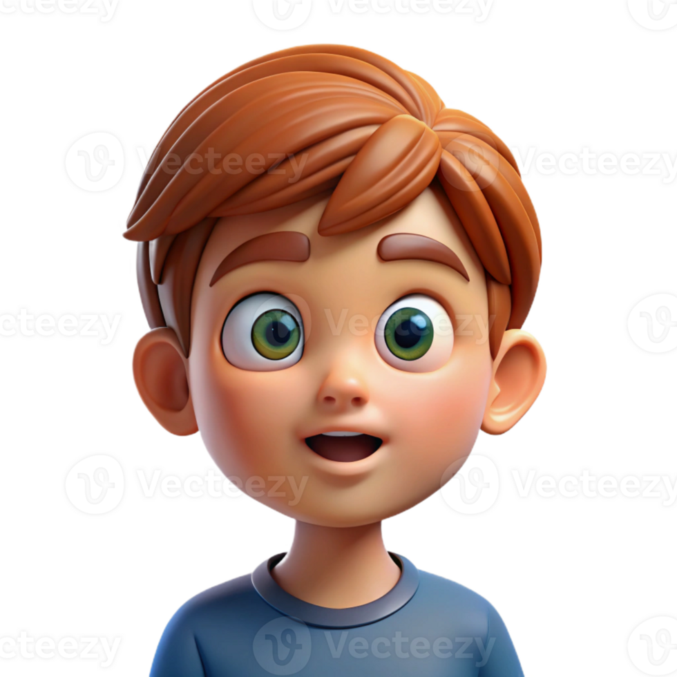 magnificent modern Portrait of a curious child with wide eyes and a questioning expression, lit by a bright, inquisitive light, in a whimsical, illustrative style authentic png
