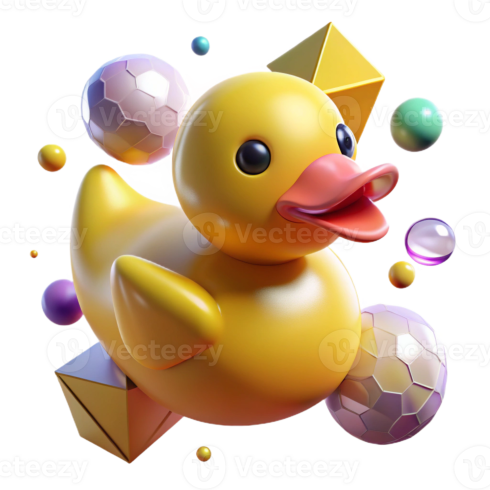 elegant artistic Yellow Rubber Duck Isolated with Transparent Background high resolution png