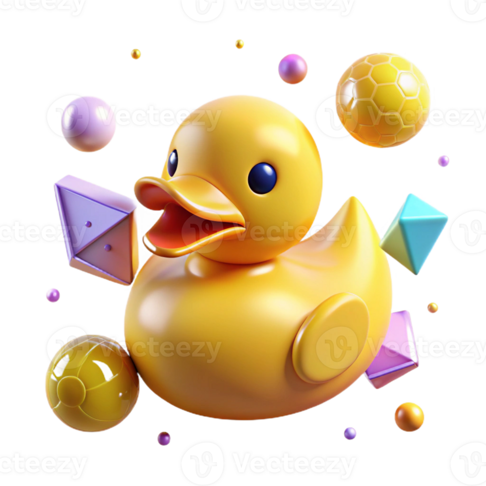 beautiful abstract Yellow Rubber Duck Isolated with Transparent Background high resolution png