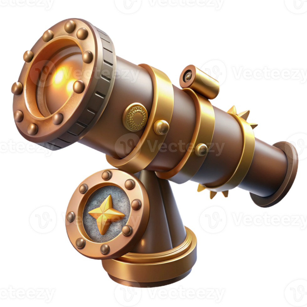 extraordinary rustic A steampunk compass, with intricate gears and a glowing needle, illuminated by a soft, directional light detailed png