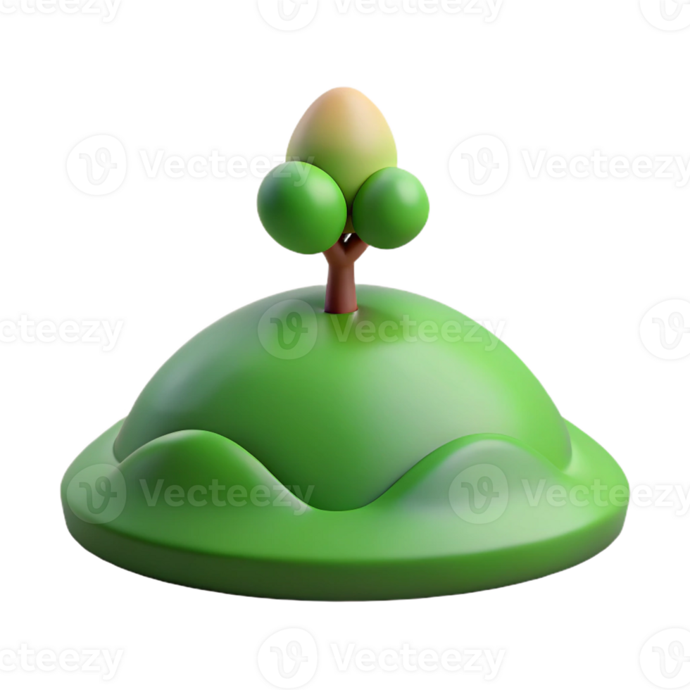 beautiful creative A rolling green hill with a single tree, minimalist style, soft natural lighting premium png