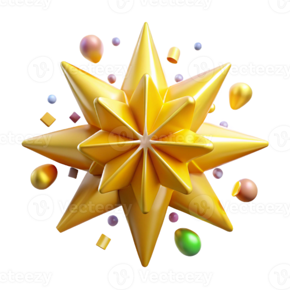 impressive modern Yellow Starburst Isolated on Transparent Background high resolution png