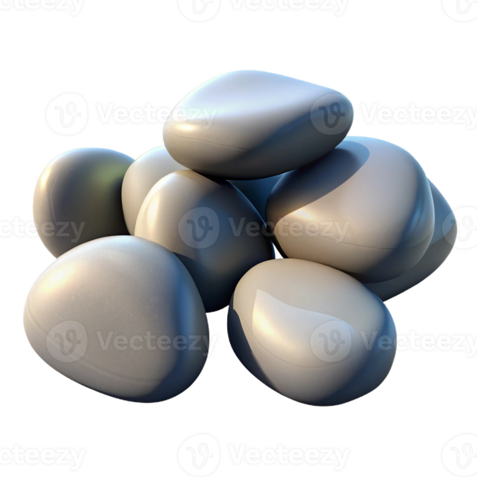 wonderful modern A group of pebbles on a beach, smooth and polished, natural lighting detailed png