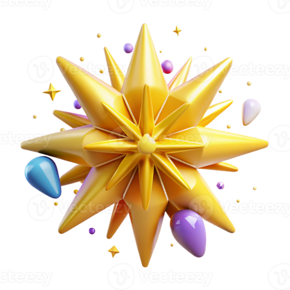extraordinary rustic Yellow Starburst Isolated on Transparent Background original png