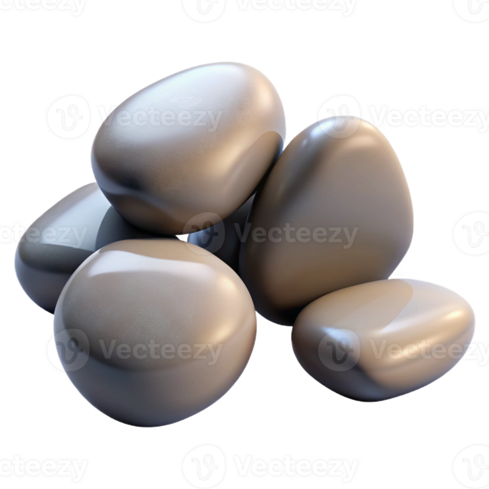 magnificent creative A group of pebbles on a beach, smooth and polished, natural lighting high quality png