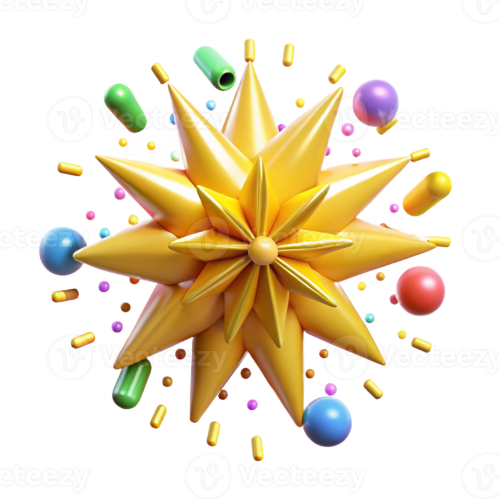 wonderful traditional Yellow Starburst Isolated on Transparent Background png