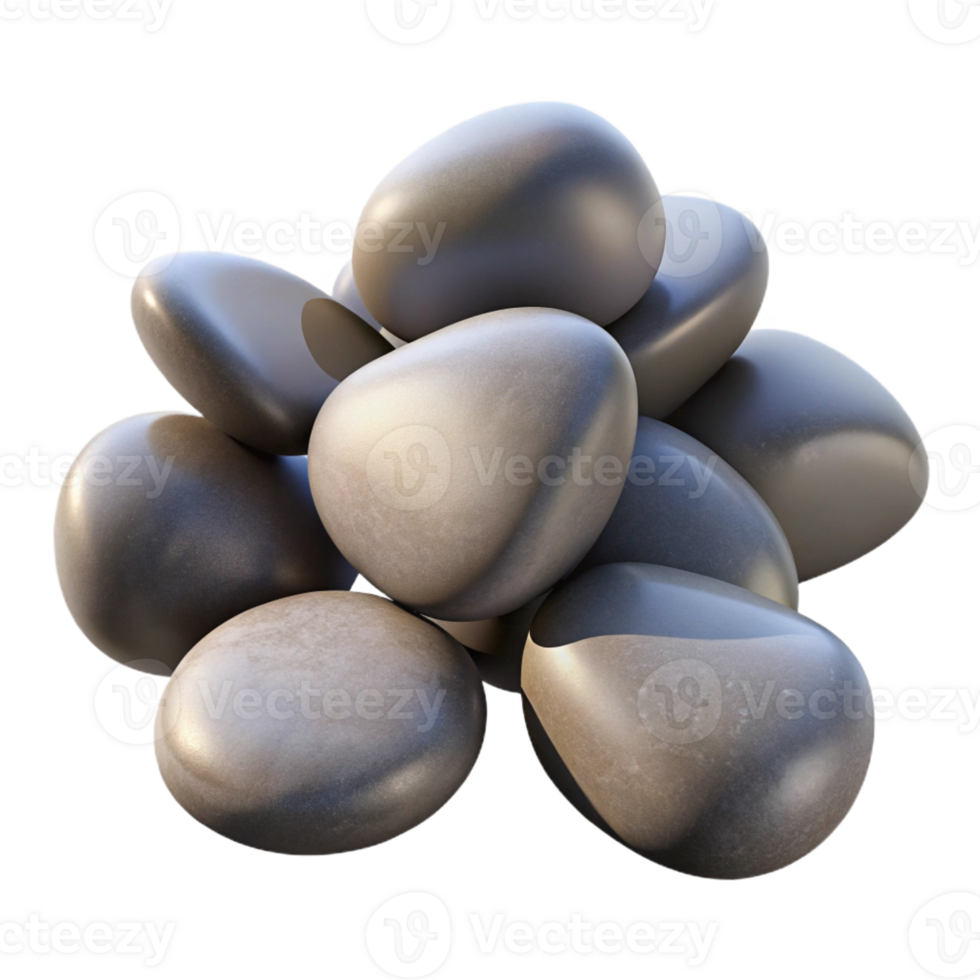 beautiful artistic A group of pebbles on a beach, smooth and polished, natural lighting high resolution png