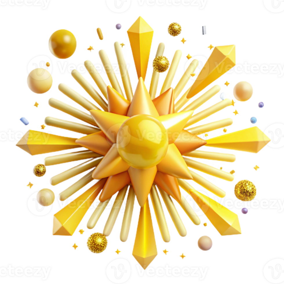 beautiful classic Yellow Sunburst Graphic with Transparent Background high resolution png