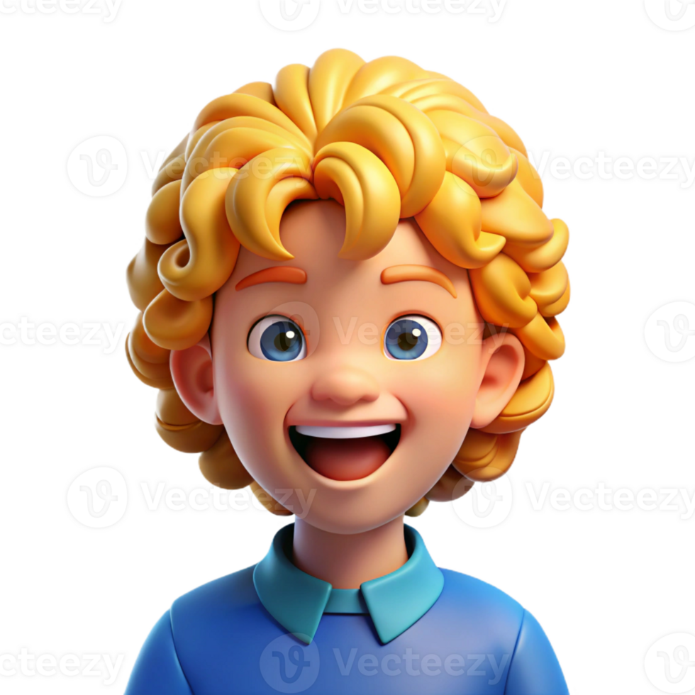 stunning vintage Portrait of a child with curly blonde hair and bright blue eyes, laughing, lit by natural window light, in an impressionistic style 4K png