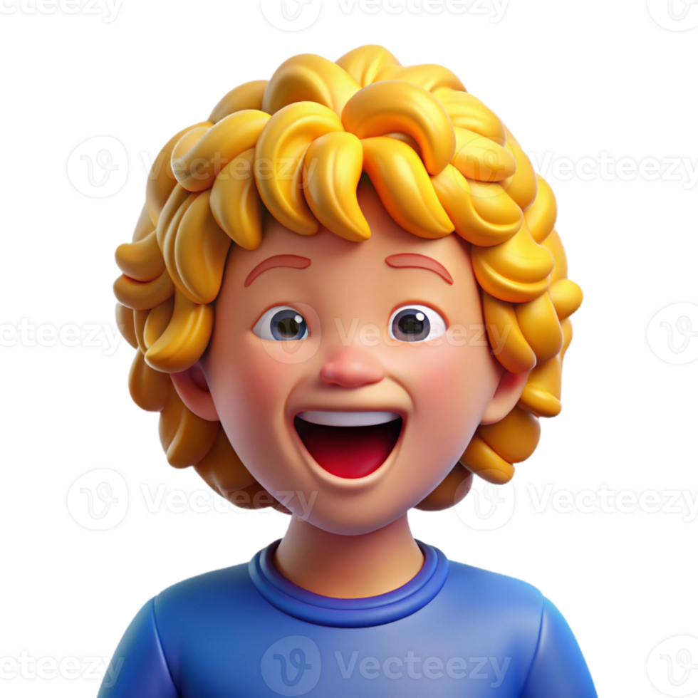 extraordinary traditional Portrait of a child with curly blonde hair and bright blue eyes, laughing, lit by natural window light, in an impressionistic style 4K png
