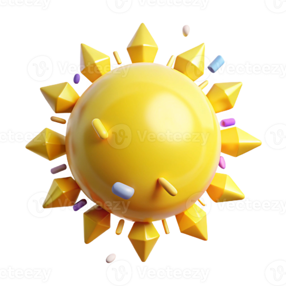 dramatic abstract Yellow Sun Isolated on Transparent Background premium png