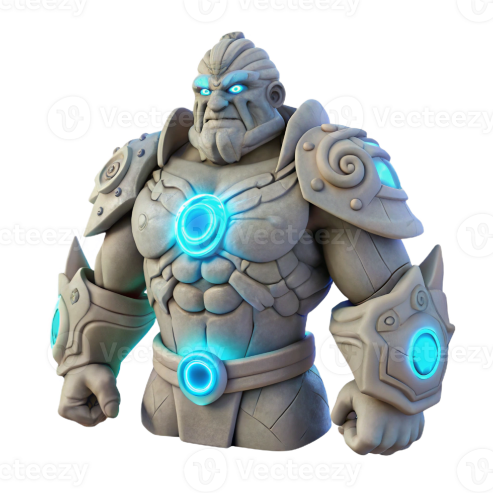 extraordinary abstract A stoic, stone golem with intricate carvings and glowing runes, lit by an ethereal moonlight, in the style of a classical sculpture professional png