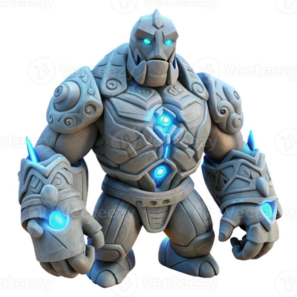 serene vintage A stoic, stone golem with intricate carvings and glowing runes, lit by an ethereal moonlight, in the style of a classical sculpture high resolution png