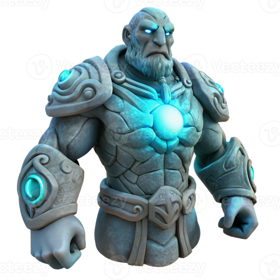 wonderful traditional A stoic, stone golem with intricate carvings and glowing runes, lit by an ethereal moonlight, in the style of a classical sculpture exclusive png